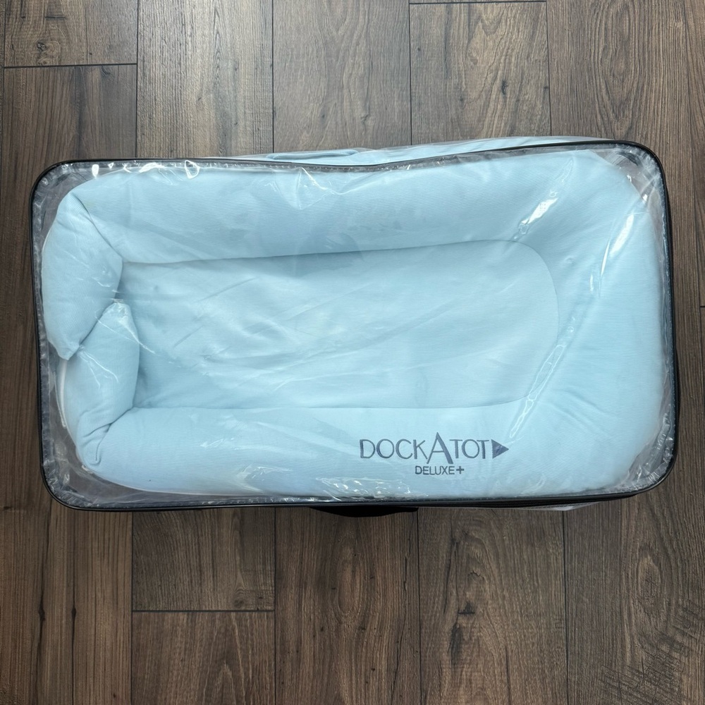 DockATot Deluxe + Baby Infant Bedside Lounger Soft Sky Powder Blue washable